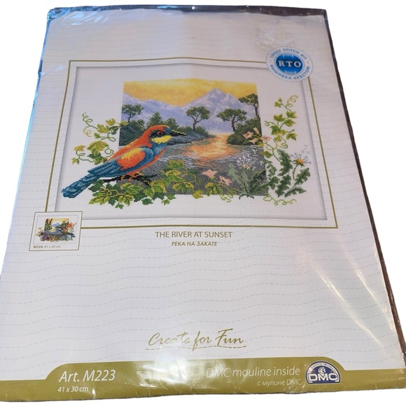 Rto M223 The River At Sunset Sun Embroidery Cross Stitch Kit Art. M223 - Picture 1 of 5